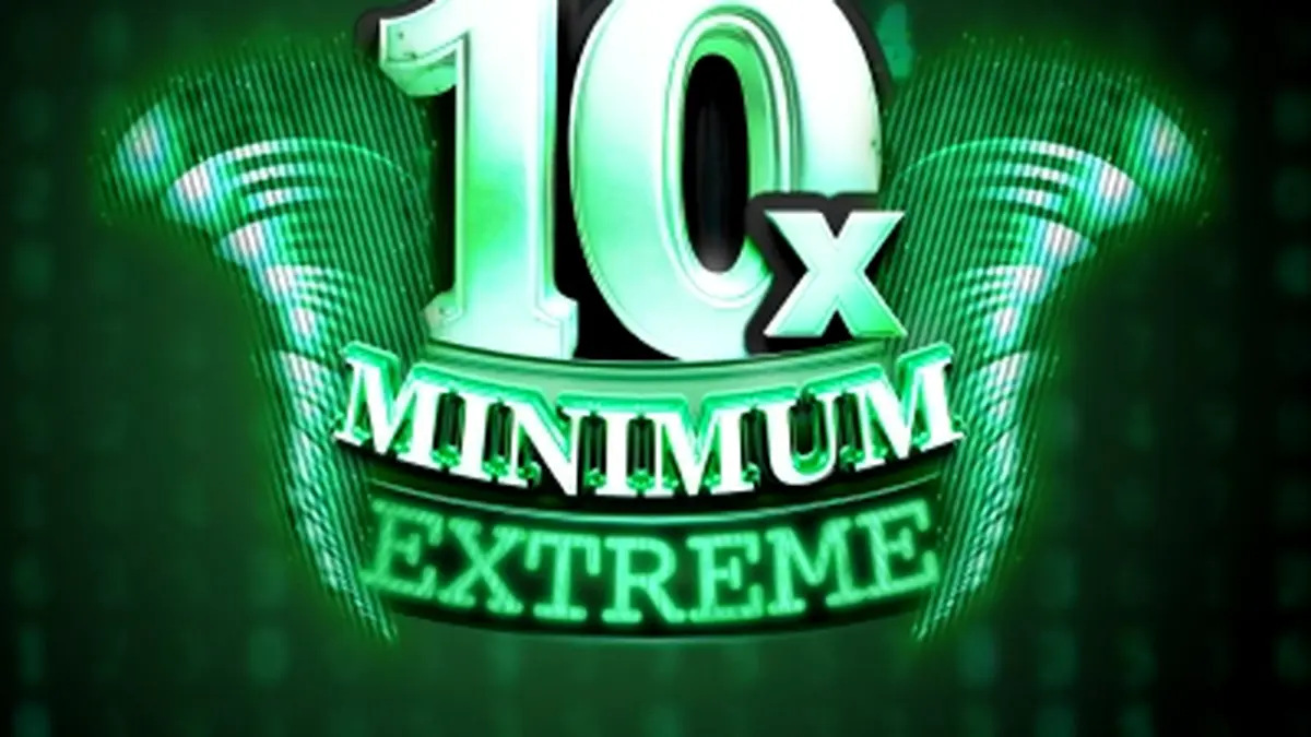 Tampilan antarmuka slot 10x Minimum Extreme dengan desain retro angka neon