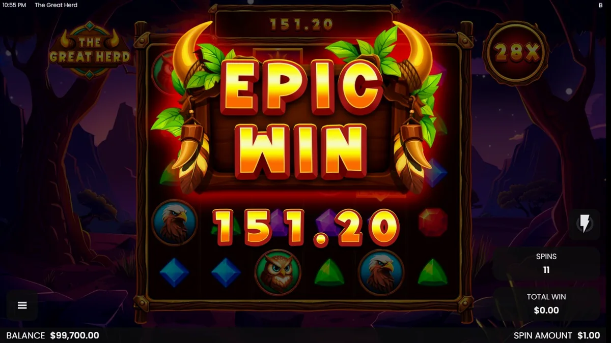 Pemandangan sabana Afrika yang megah di slot The Great Herd